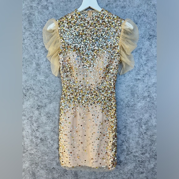 Jovani Sequin Embellished Cocktail Dress with Ruffle Sleeves - Size 0 - Picture 1 of 8